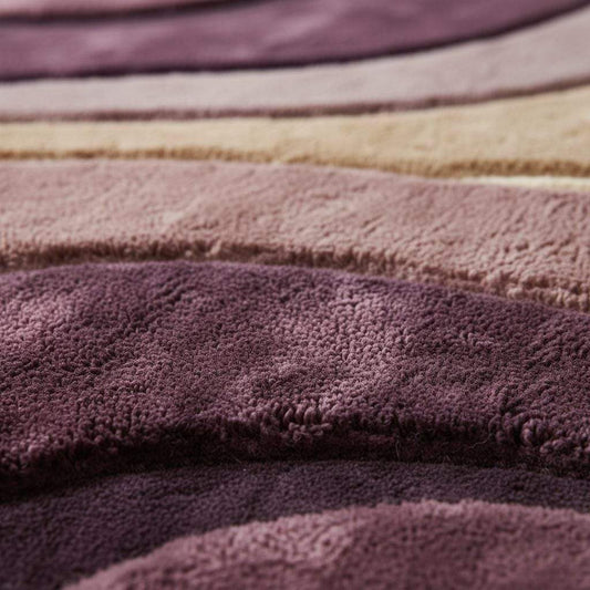 Close-up of hand tufted rug showing plush high pile texture, carved wave pattern, dense fibers, and soft surface detailing created by artisan craftsmanship. __etsy:7568836853