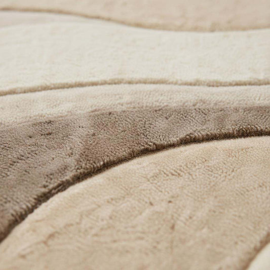 Close up of hand tufted area rug showing dense plush pile, soft yarn texture, high quality craftsmanship, modern carpet surface detail, premium handmade rug fibers for contemporary, minimalist, and modern home decor