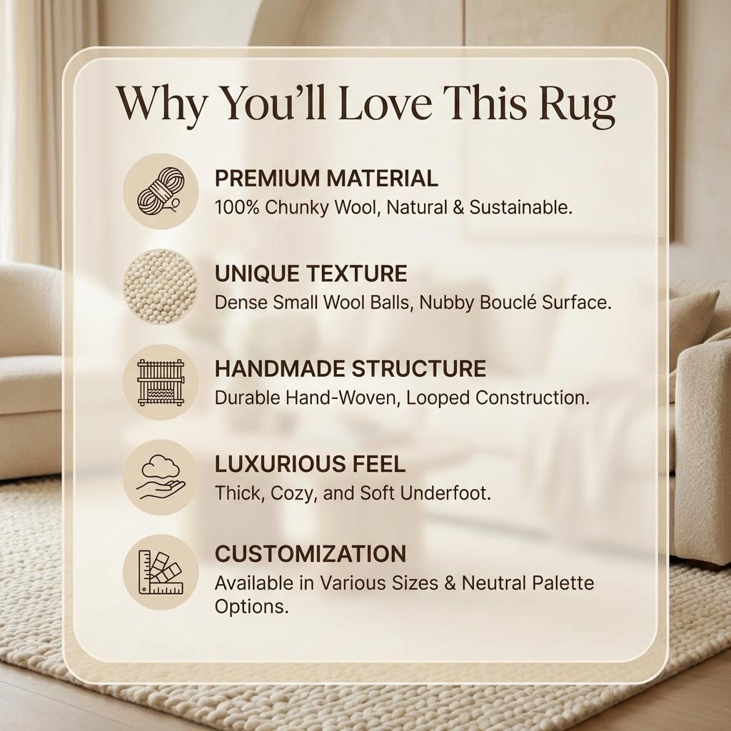 Chunky knit area rug with thick textured neutral design for cozy modern home decor