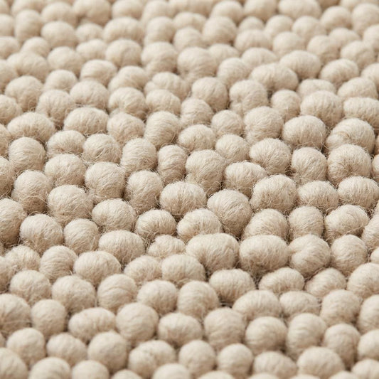 Chunky Wool Rug Neutral Beige Handmade Area Rug Cozy Textured Carpet Soft Boho Home Decor