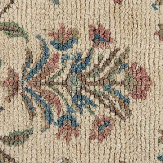 Close-up of wool hand-knotted pile showing individual knot texture