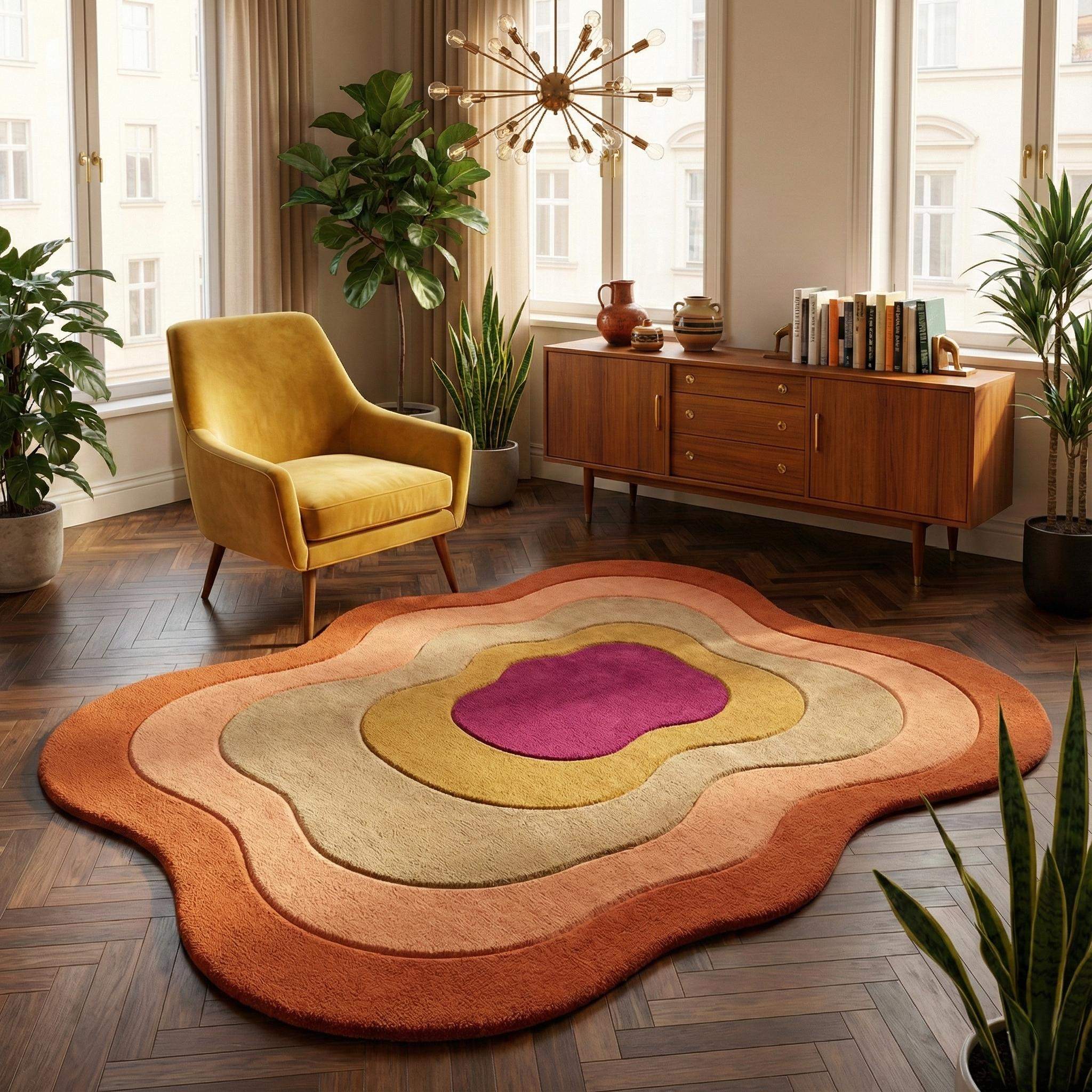 Mid Century Modern Rug - Vibrant Handmade Tufted Area Carpet 