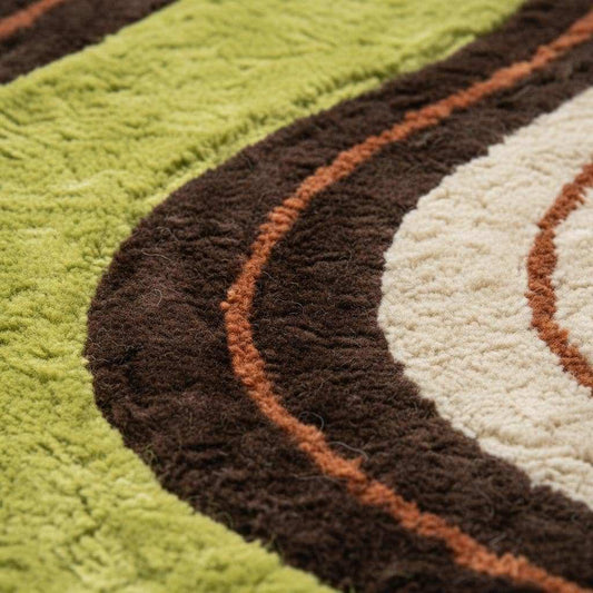 Funky Wavy Shag Rug, Mid Century Modern Statement Rug