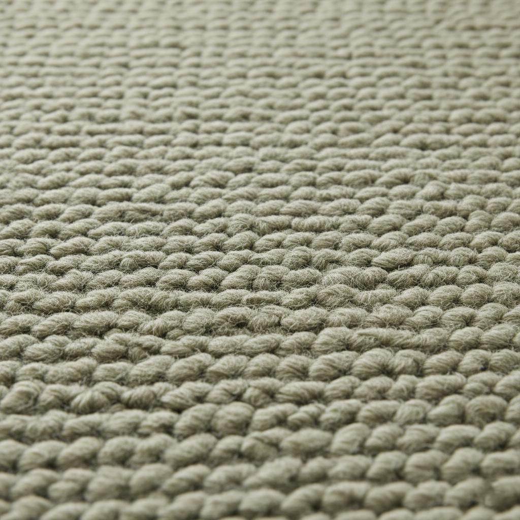 Green Chunky Wool Rug – Handwoven Textured Pebble Carpet