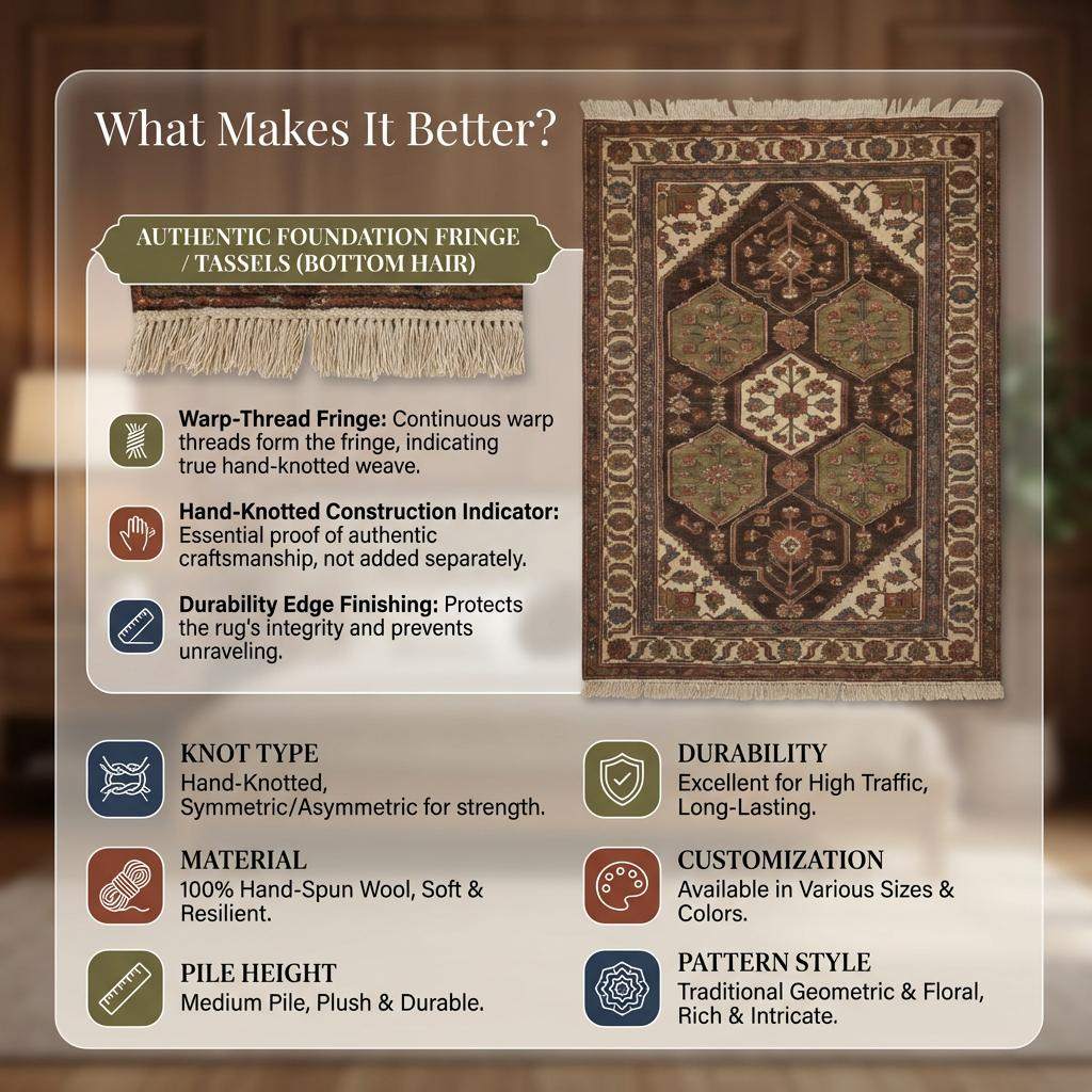 Hand Knotted Tribal Wool Area Rug with Geometric Medallion Design