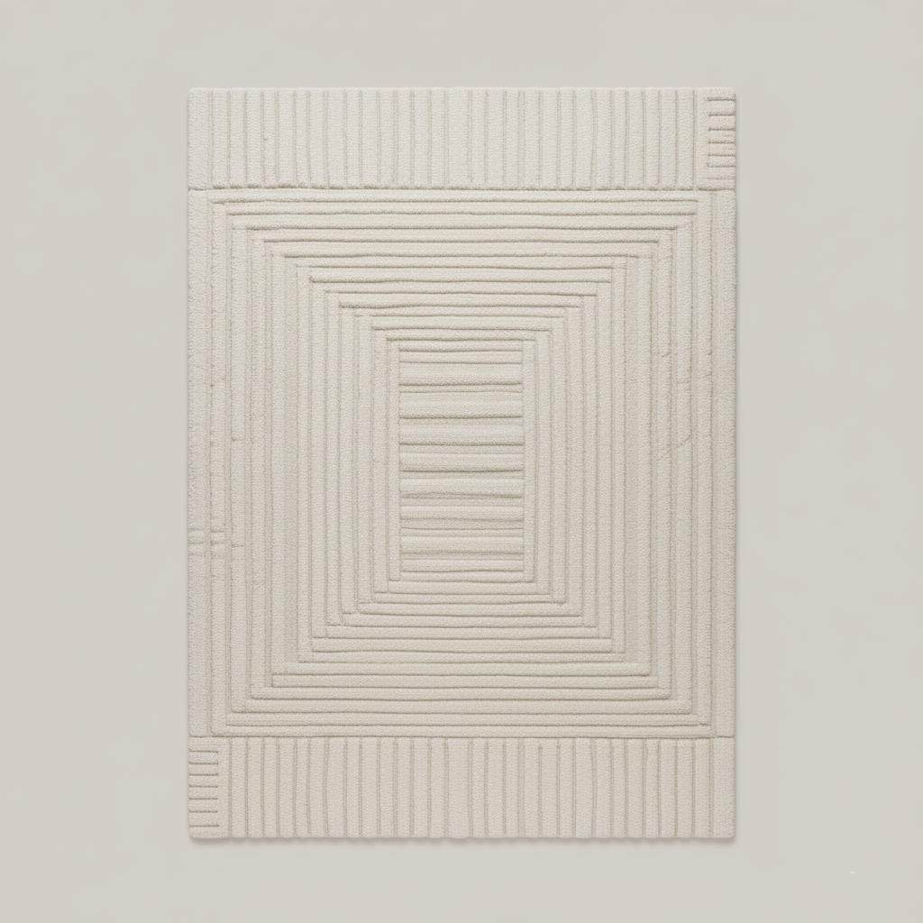Hand-Tufted Wool Rug: Neutral Beige 3D Sculptural Texture Teppich __etsy:7255214704