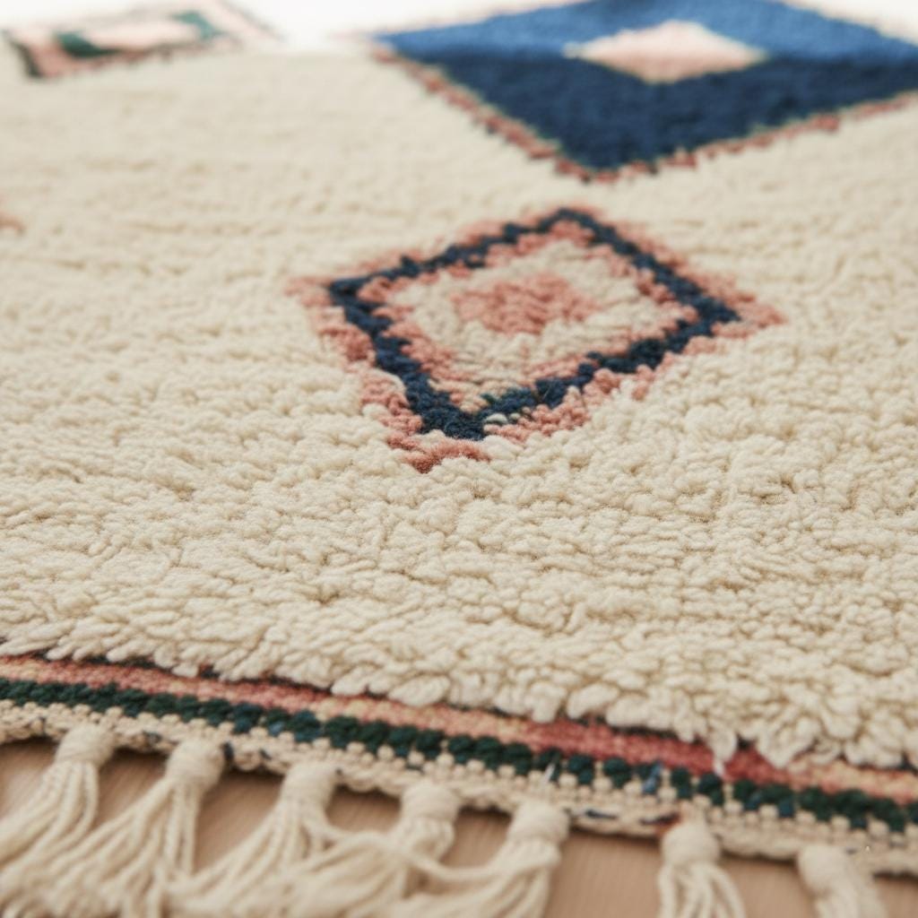 Handloom Moroccan Kilim Rug – Indigo Diamond Wool, Boho Accent Carpet