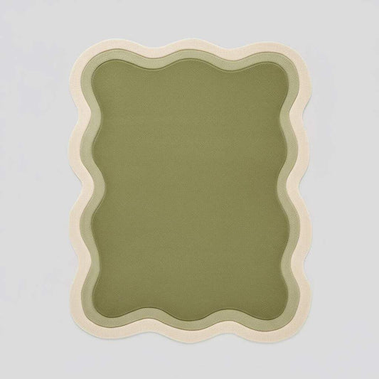 Handmade Tufted Wavy Green Rug: Modern Minimalist Floor Art