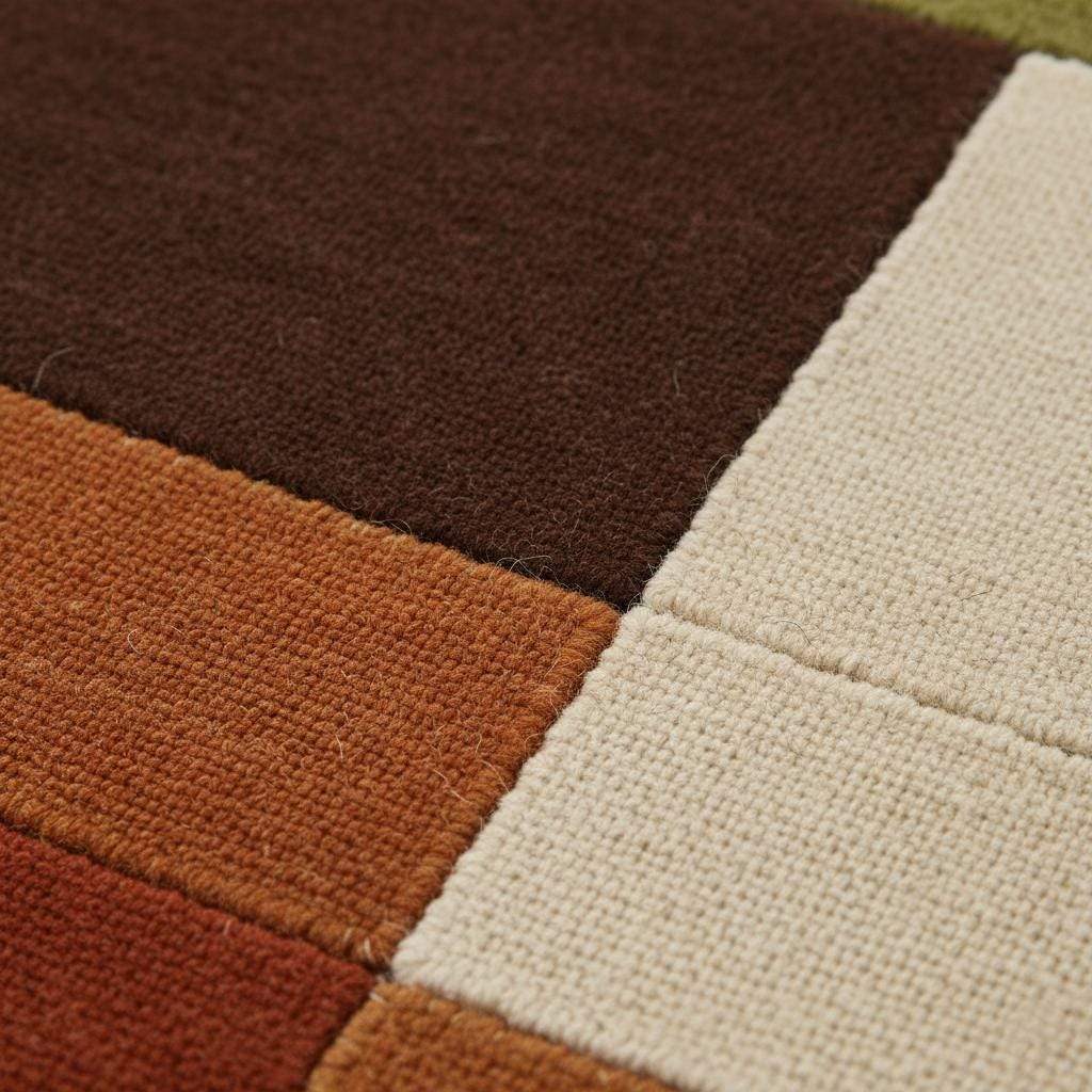 Handmade Wool Area Rug | Mid Century Modern Color Block Carpet