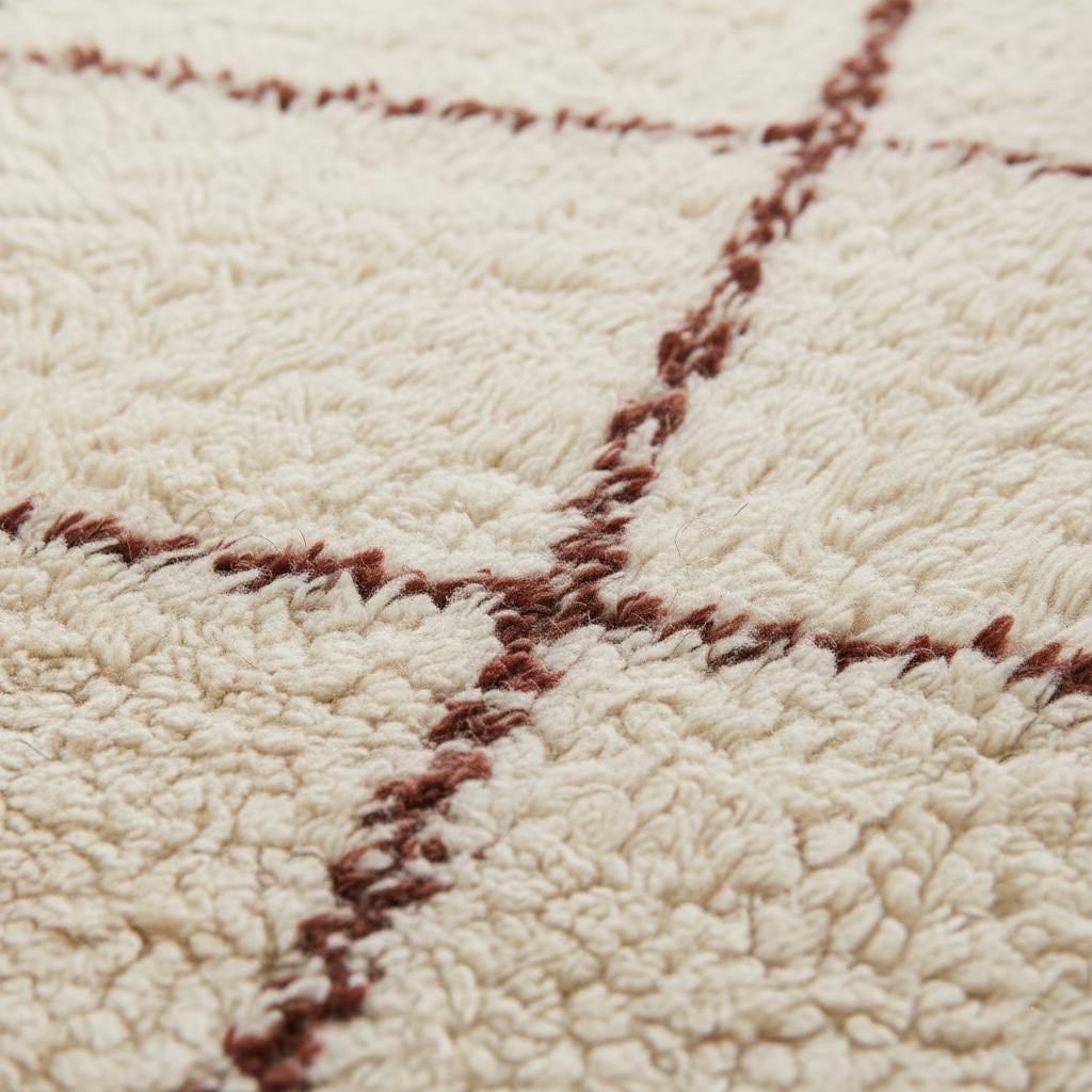 Luxury Cream Moroccan Shag Rug – Plush Berber Area Rug, Soft Boho Living Room Carpet, Handwoven High-Pile Wool Style Rug, Neutral Home Decor