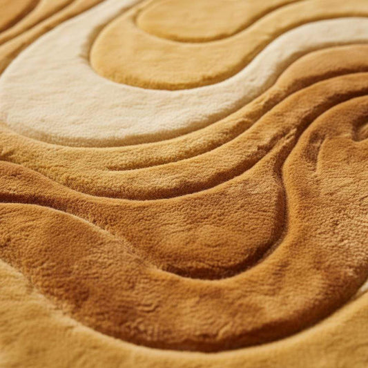 Melting Area Rug Irregular Shape Sculpted Wool Rug, Mid Century Modern Abstract Carpet, Organic Wavy High Pile Statement Rug