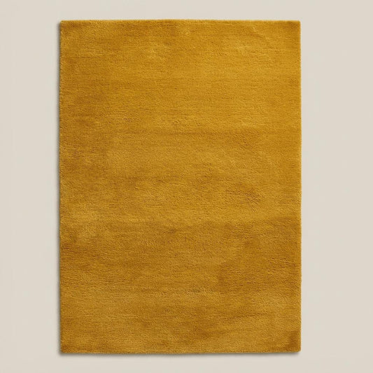 Mid Century Modern Mustard Yellow Area Rug • Scandinavian Minimalist Living Room Carpet • Retro Decor Rug • Soft Low Pile Modern Floor Mat