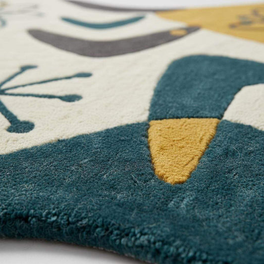 Mid Century Modern Abstract Rug, Irregular Shape Hand Tufted Wool Rug, Atomic Retro Area Rug, 1950s Modern Art Carpet, Living Room Decor