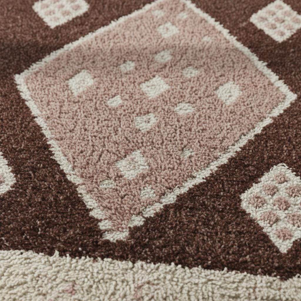 Moroccan Diamond Wool Rug – Ivory Beige High-Pile Boho Area Carpet