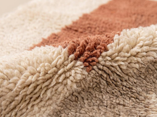 Close-up of raised pile geometric rug texture
