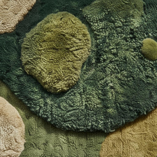 Moss Green Rug, Abstract Hand Tufted Area Rug, Modern Organic Plush Rug for Living Room, Nature Inspired Home Decor