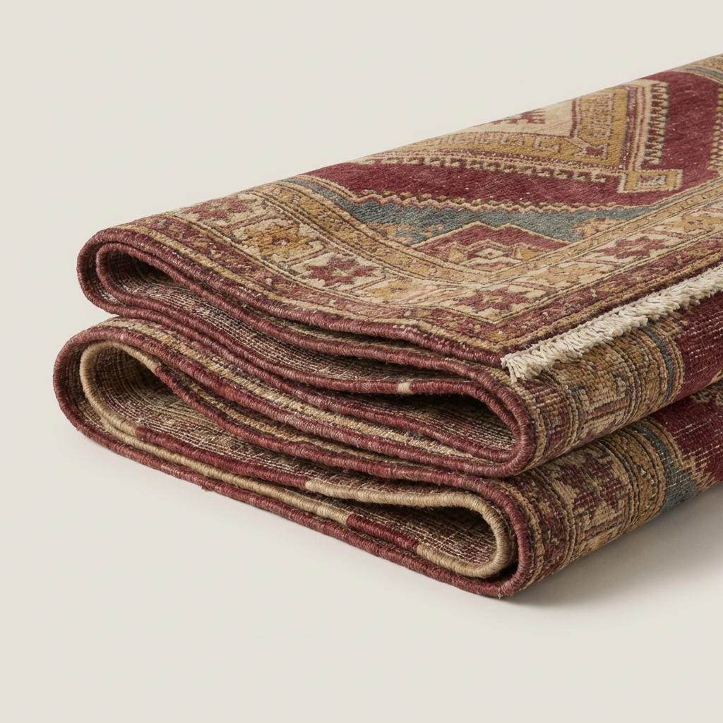 Oushak Style Hand Knotted Wool Area Rug with Geometric Medallions