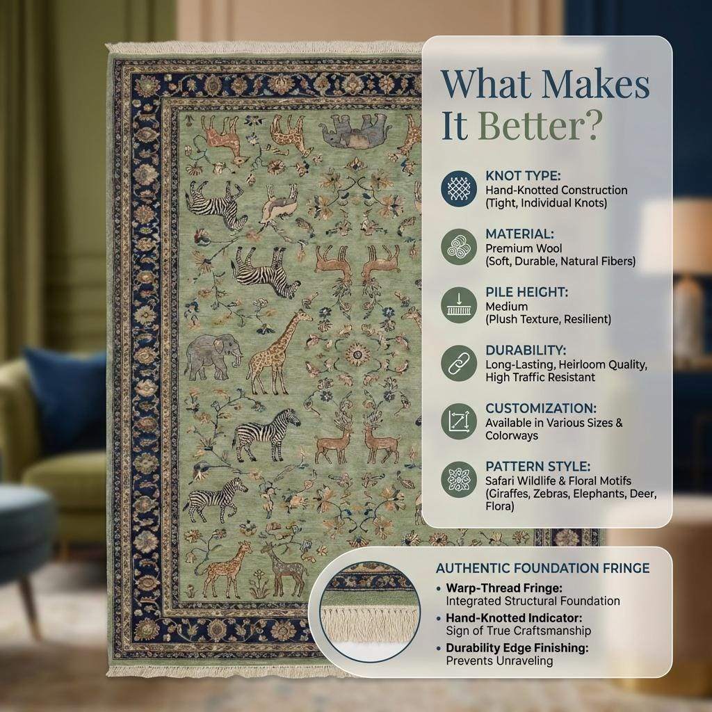 Persian Pictorial Wool Rug with Animal Motif, Hand Knotted Area Rug