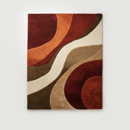 Retro 70s Geometric Wave Rug: Mid-Century Modern Accent Rug