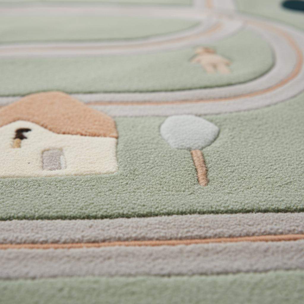Road Track Kids Rug | Car Play Mat for Toddlers | Interactive Nursery Carpet | Handmade Wool Area Rug | Boys Room Decor | Montessori Gift