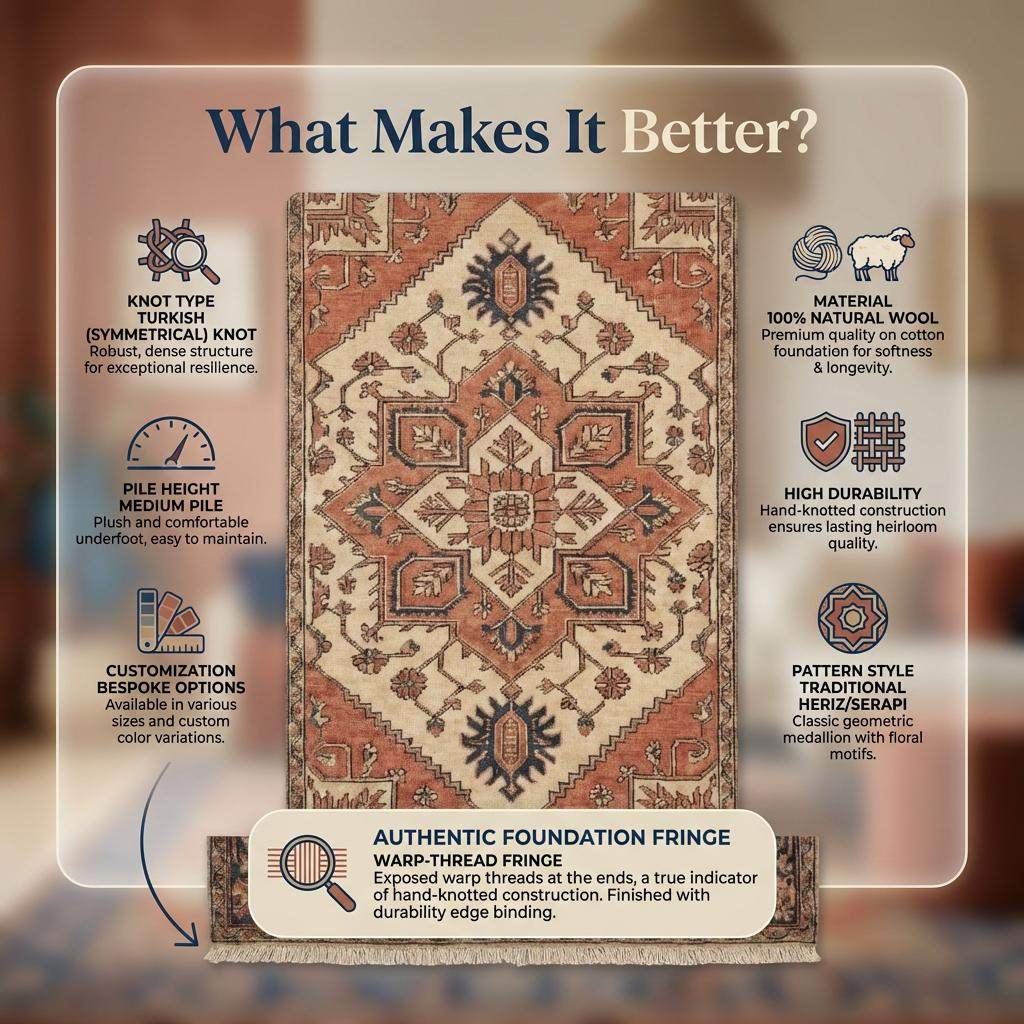 Tribal Oushak Hand Knotted Wool Area Rug Geometric Medallion