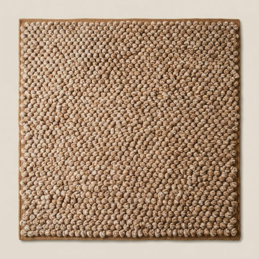 Chunky Wool Rug, Handwoven Pebble Texture Area Rug, Camel Beige Heathered Carpet, Modern Organic Minimalist Decor, Thick Cozy Living Room Floor Rug
