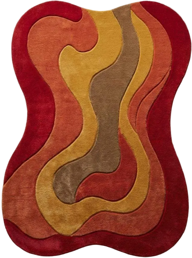 Tapis de surface Rétro Ondulé – Tapis moelleux à poils doux de forme organique | Moquette abstraite style années 70