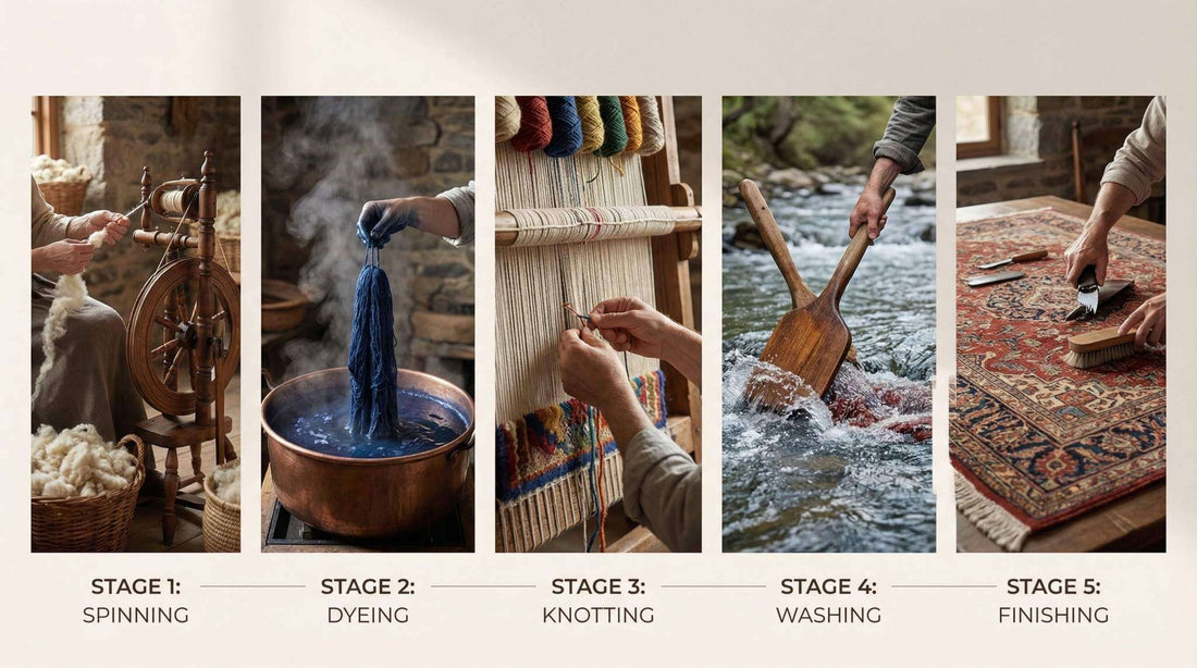 handmade rugs with intricate patterns showcasing artisanal craftsmanship and natural materials
