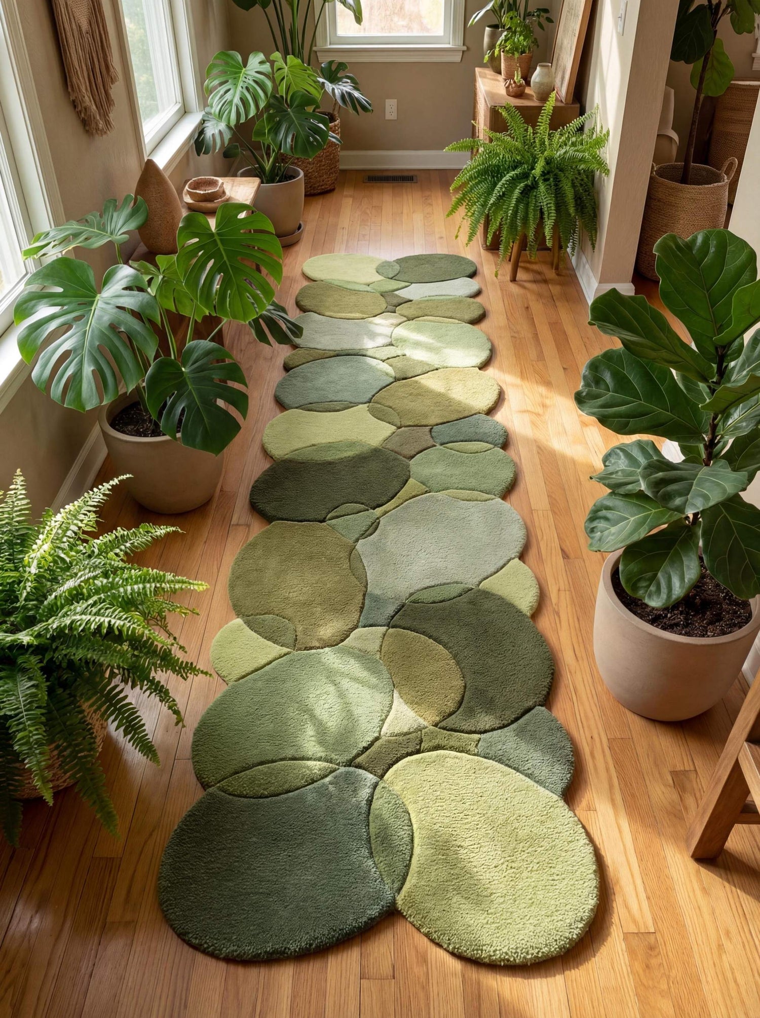 Handmade wool runner rugs for hallways and narrow spaces