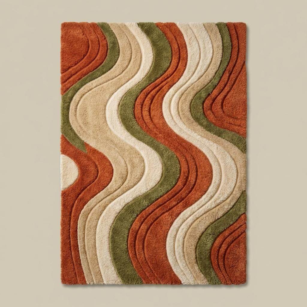 Handmade abstract wool area rugs with artistic patterns for modern interiors