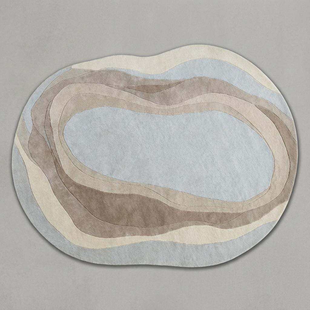 Handmade grey wool rugs with modern neutral designs for minimalist interiors