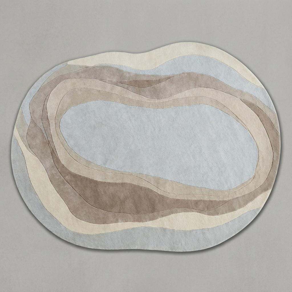 Handmade grey wool rugs with modern neutral designs for minimalist interiors