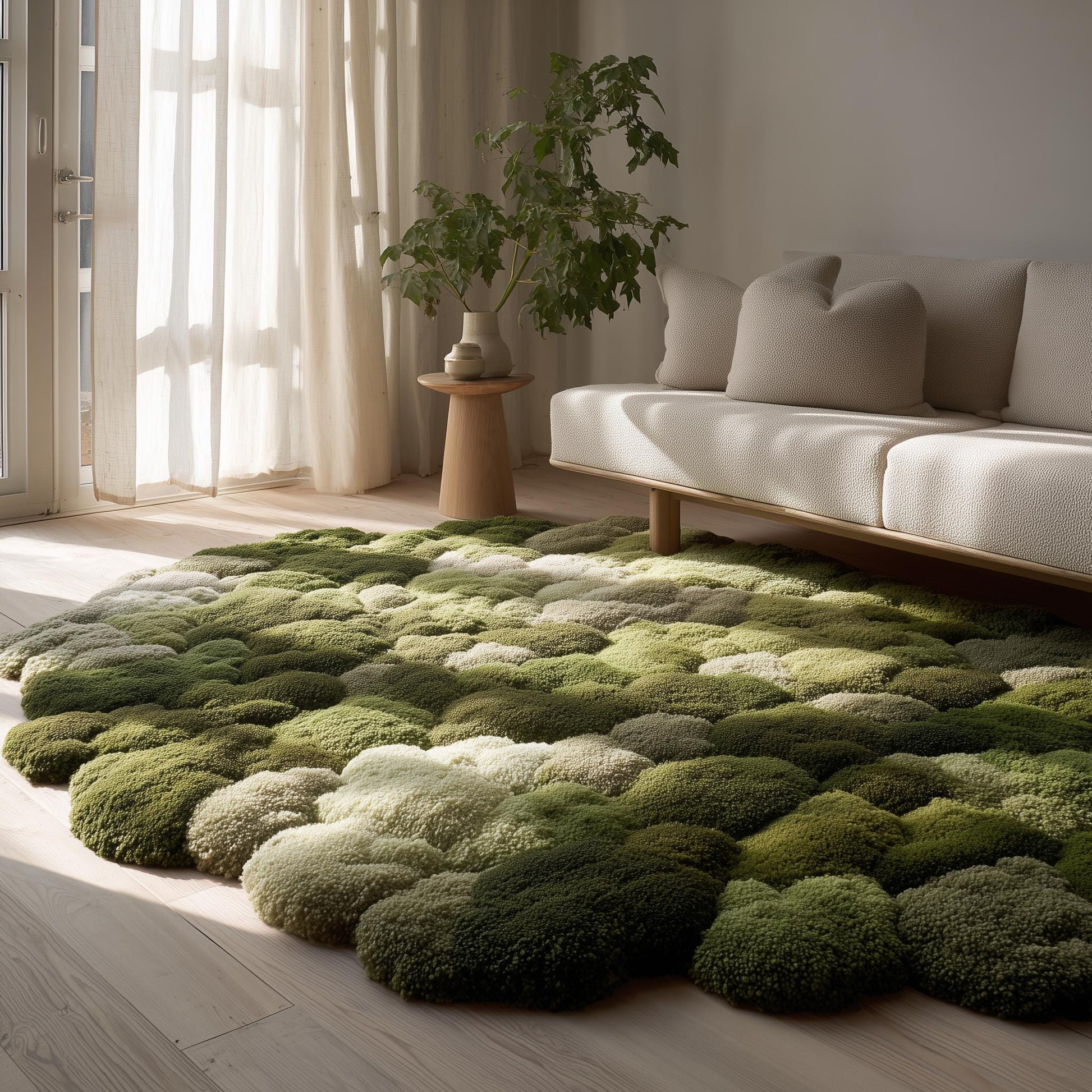 3D Moss Rug | Green Textured Bubble Carpet | Nature Inspired Area Rug | Handmade Tufted Floor Mat | Organic Living Room Decor | Forest Rug