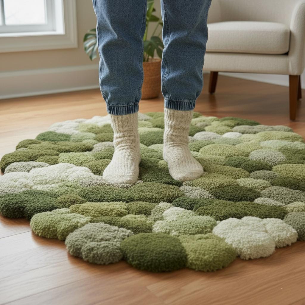 3D Moss Rug | Green Textured Bubble Carpet | Nature Inspired Area Rug | Handmade Tufted Floor Mat | Organic Living Room Decor | Forest Rug