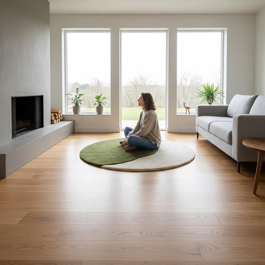 3D Moss Stone Circle Rug: Green & Grey Textured Accent Rug Teppich