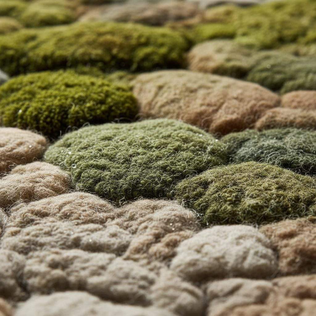 3D Moss Tufted Rug: Green & Brown Nature-Inspired Area Carpet