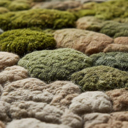 3D Moss Tufted Rug: Green & Brown Nature-Inspired Area Carpet