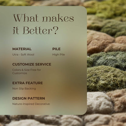 3D Moss Tufted Rug: Green & Brown Nature-Inspired Area Carpet