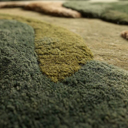 3D Textured Wool Rug: Hand-Tufted Earthy Landscape Carpet