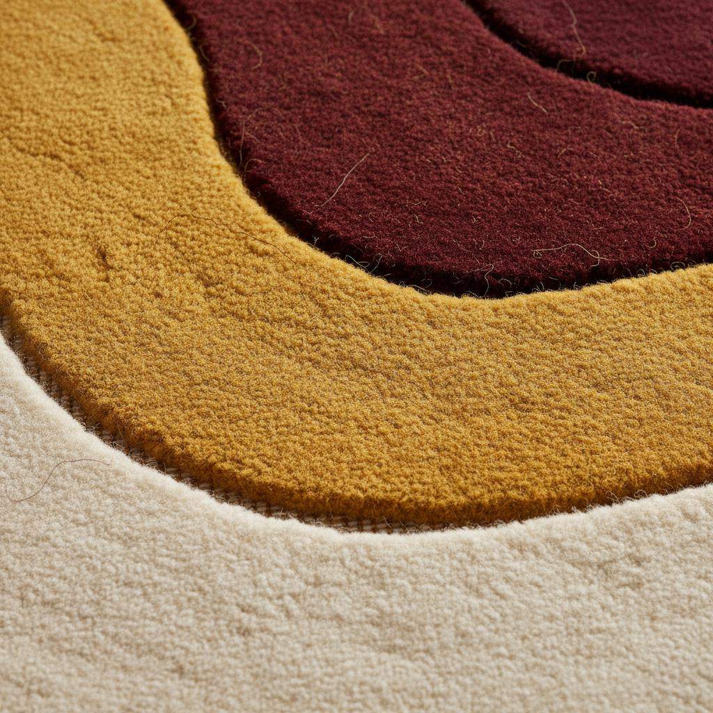 Abstract Geometric Wool Rug: Earth Tones, Mid-Century Modern Design