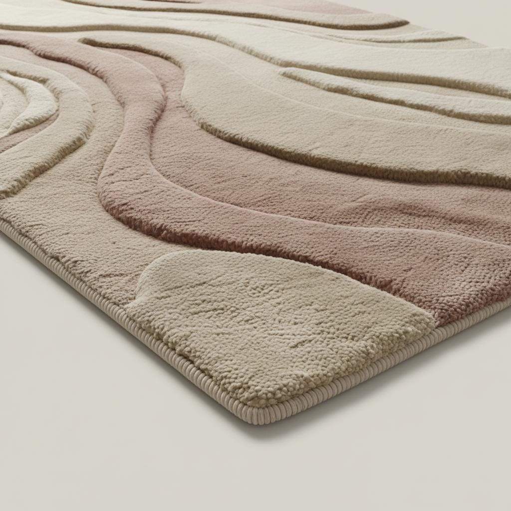 Abstract Neutral Runner Rug, Modern Hand Tufted Carpet for Kitchen Hallway