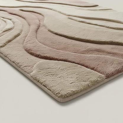 Abstract Neutral Runner Rug, Modern Hand Tufted Carpet for Kitchen Hallway