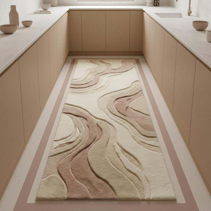 Neutral color palette runner rug with ivory base and beige, sand, and soft taupe accents for modern interiors.