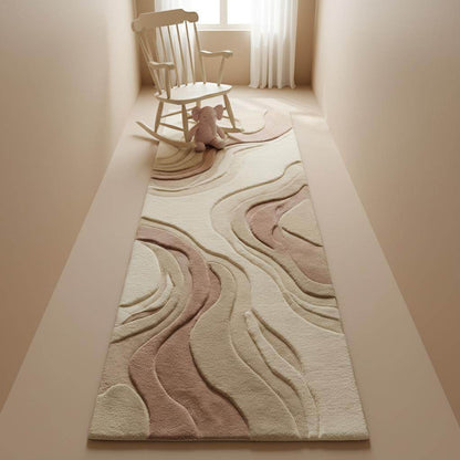 Hand-tufted abstract runner rug highlighting artisan craftsmanship, plush pile height, and precision carving.