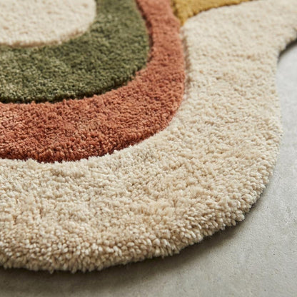 Abstract Organic Shaped Area Rug, Modern Boho Cream Plush Carpet Decor