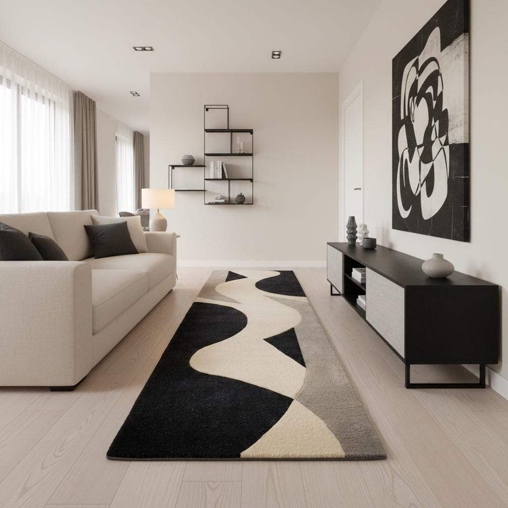 Handmade wool runner rug showcasing artisan tufting technique and premium finish.
