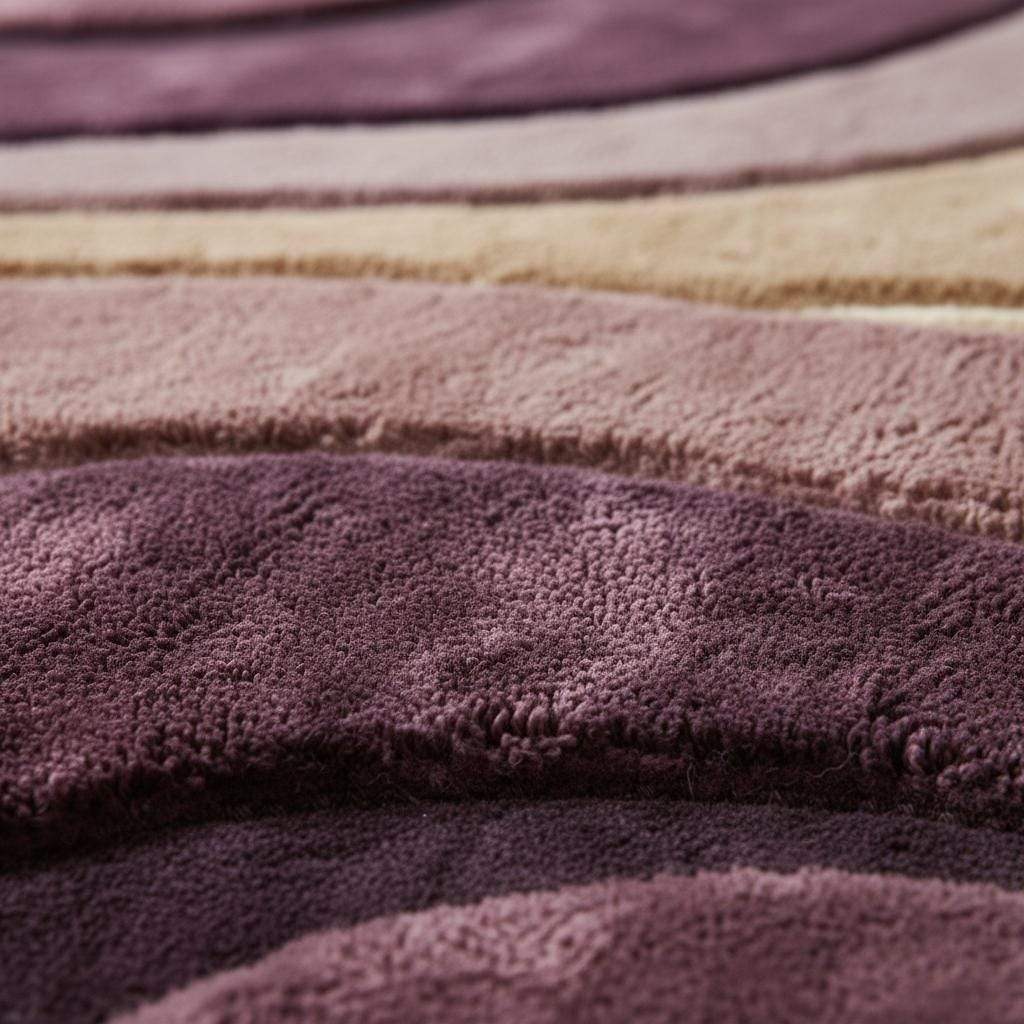 Close-up of hand tufted rug showing plush high pile texture, carved wave pattern, dense fibers, and soft surface detailing created by artisan craftsmanship. __etsy:7568836853