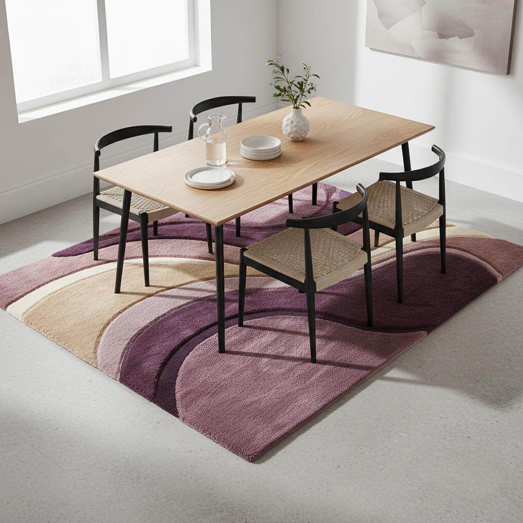 Handmade modern area rug showcasing artisan tufting technique, plush pile height and refined abstract design for contemporary home décor. __etsy:7568836863