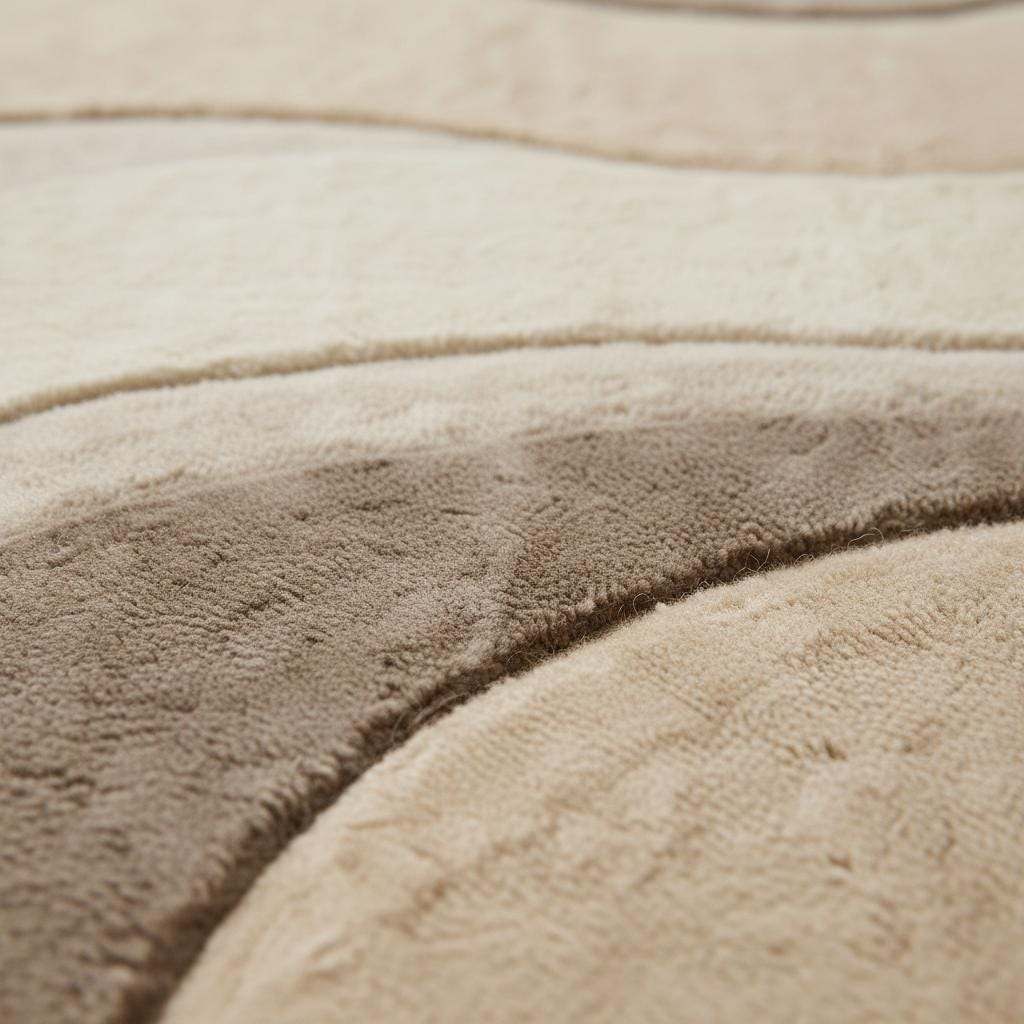 Abstract Wavy Area Rug, Neutral Beige Sculpted Modern Carpet