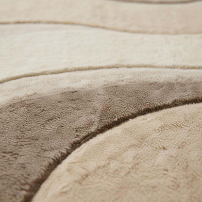 Abstract Wavy Area Rug, Neutral Beige Sculpted Modern Carpet